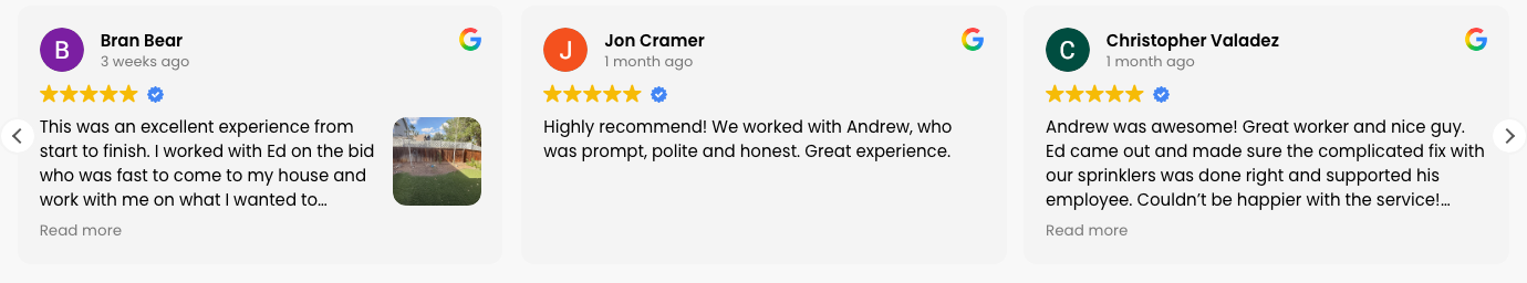 Recent five-star Google reviews for Outdoor Legacy
